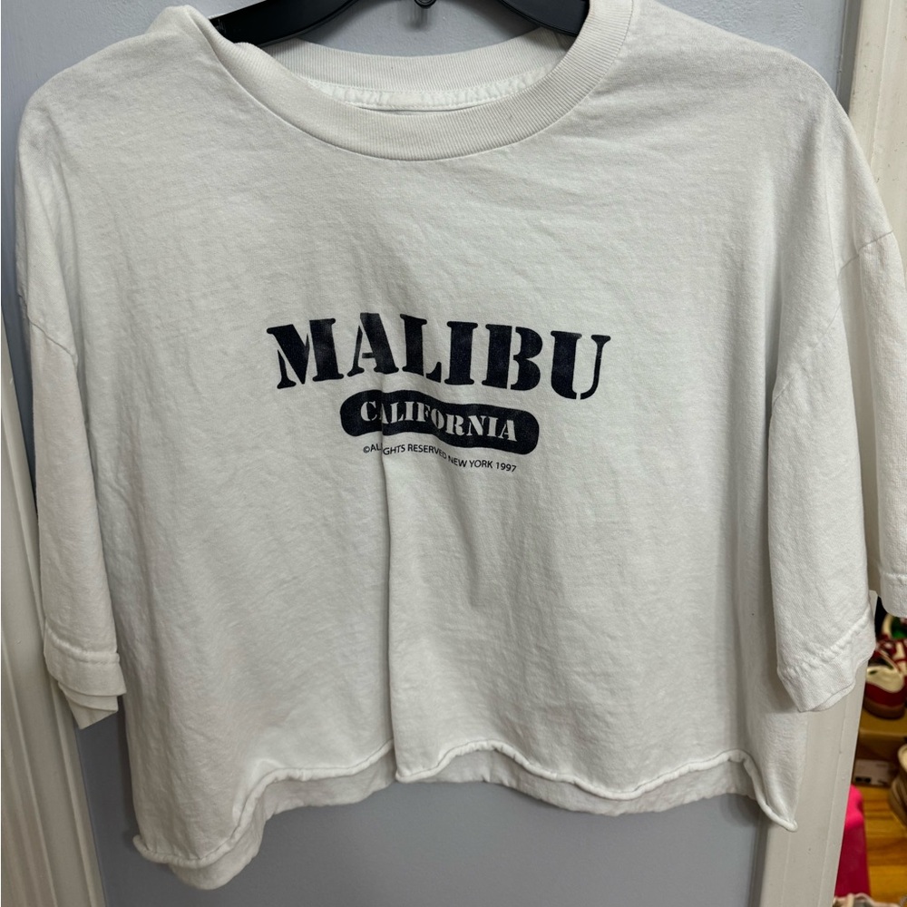 Malibu California White Cropped T-Shirt